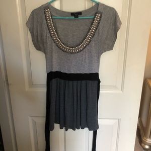 Babydoll shirt with pearl & rhinestone detail